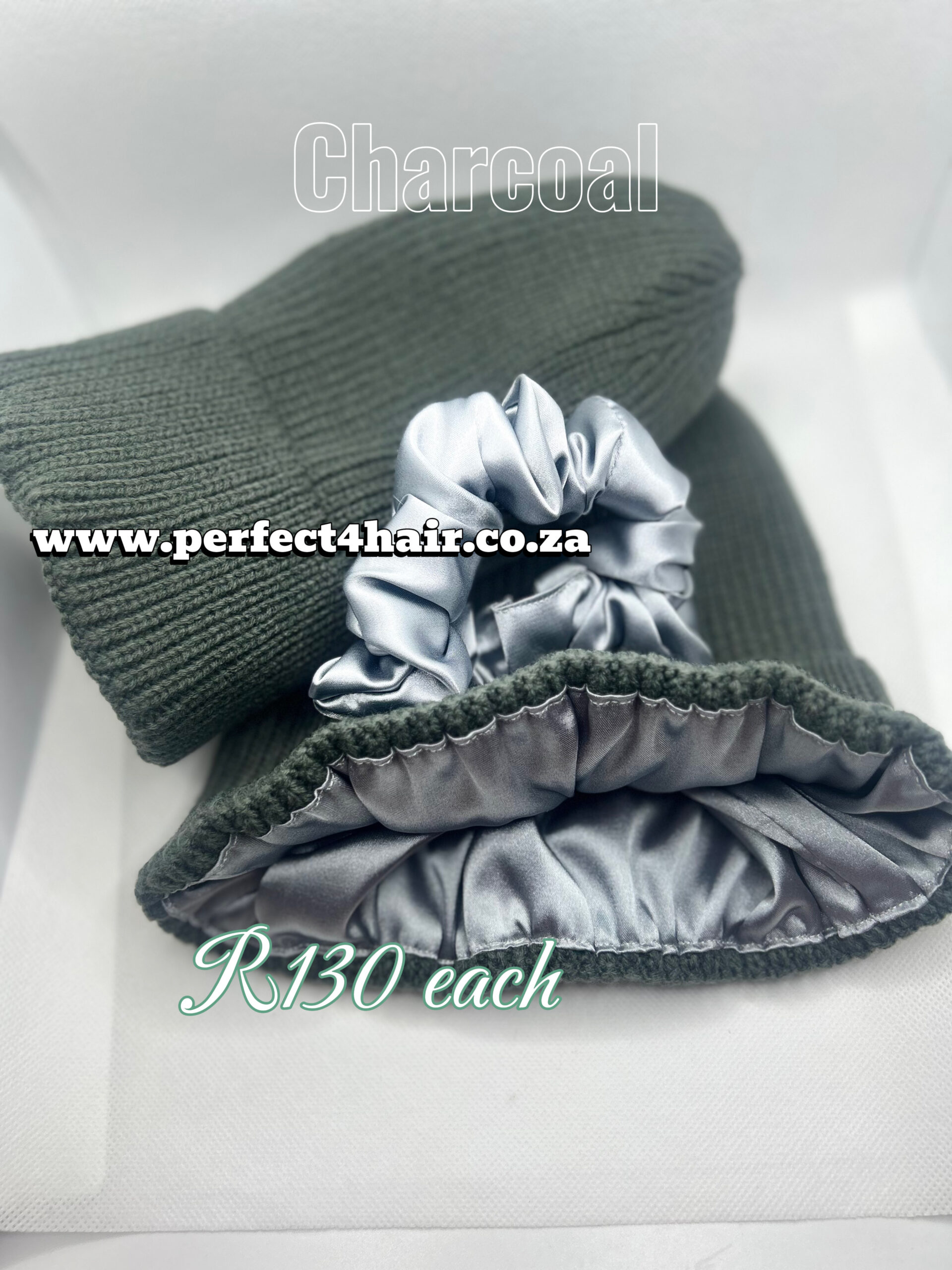 Charcoal Satin Lined Beanie - Image 2